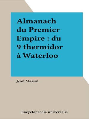 cover image of Almanach du Premier Empire